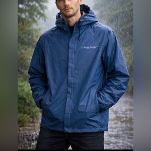 Frogg Toggs Blue Waterproof Rain Jacket Hooded Men’s M